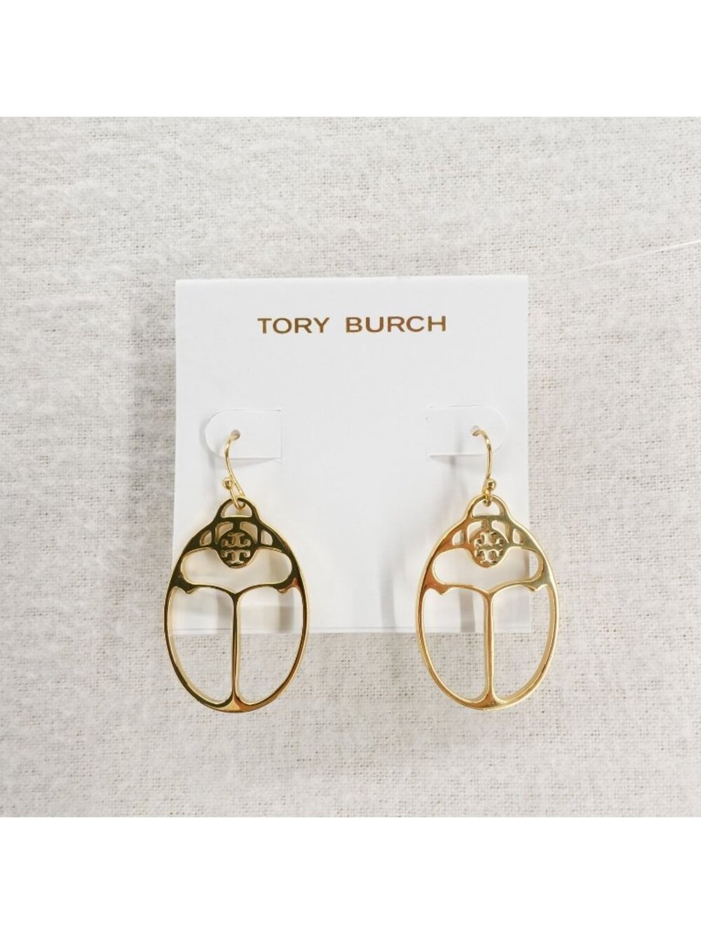 Tory Burch Big T Logo Earrings Gold OS